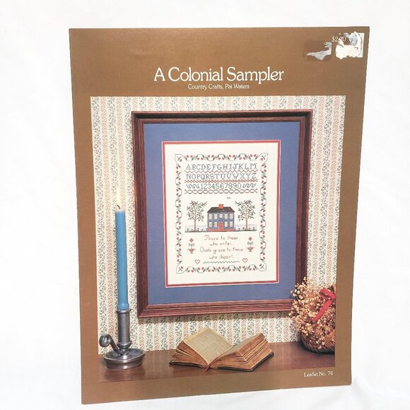 A Colonial Sampler Pattern Cross Stitch Leaflet Country Crafts Pat Waters 1982 - Picture 1 of 3